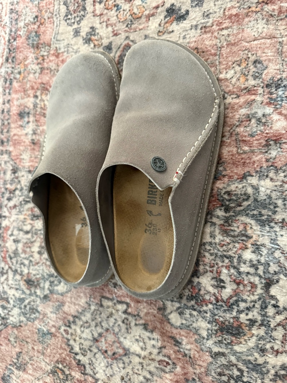 Birkenstock Zermatt Grey Suede Slip-On Clogs size 36